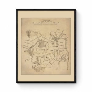 Sheffield um 1780 mit Besitz von Town Trustees und Kirche - Antike Reproduktion - Yorkshire - Ungewöhnliche Karte - Verfügbar mit Rahmen