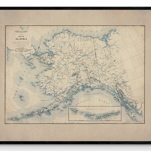 Alaska Karte - Antike Reproduktion - Datiert 1927 - U.S. Gefällige Stelle - Zeigt Radiosender der US Regierung - Mit Gerahmt