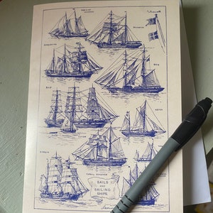 Sailing Ships Antique 5 x 7 Zoll Grußkarte - Antike Reproduktion - KOSTENLOSER VERSAND