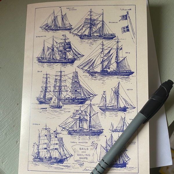 Sailing Ships Antique 5x7 inch Grußkarte - Antike Reproduktion - KOSTENLOSER VERSAND