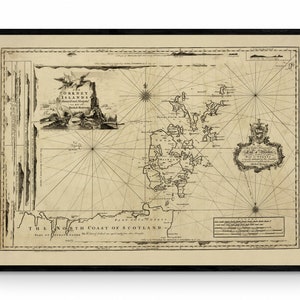 De Orkney-eilanden onderzocht en genavigeerd door Murdoch Mackenzie uit 1750 - Antieke reproductie - Schotland - Beschikbaar ingelijst