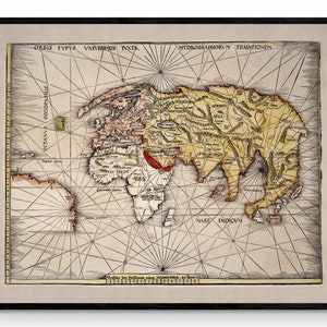 Carte du monde de Ptolémée en 1513 - Carte de reproduction antique - Géographie - Disponible encadrée