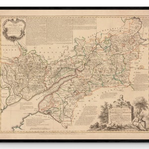 Mapa de Gloucester y Monmouth fechado en 1760 - Reproducción antigua - Gloucestershire - Monmouthshire - Mapa detallado del condado - Disponible enmarcado