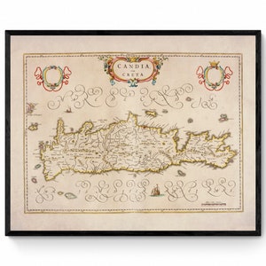 Crete (Candia - Creta) datiert 1667 - Antike Reproduktion - Griechenland - Joan Blaeu - Erhältlich gerahmt