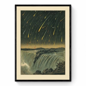 Sternschnuppen Antike Kunst Reproduktion - Kunstdruck - Astronomie - Himmlische Kunst - Wanddekoration