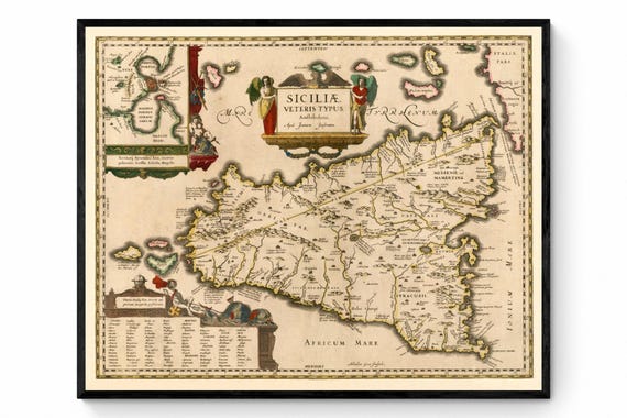 シチリア島の地図、1600-1699年頃 - イタリア - アブラハム