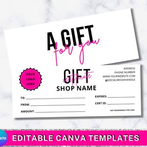 Beauty Salon Gift Card, Boutique Gift Certificate Template, Printable Gift Voucher, Editable Gift Card, Spa Gift Certificate, Lash Gift Card
