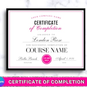 Certificate Of Completion Template, Beauty Course Certificate, Editable Training Certificate, Makeup Artist Certificate, Hair Certificate
