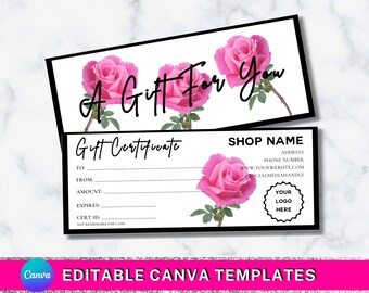 Editable Spa Gift Certificate Template: Floral Design (Canva)