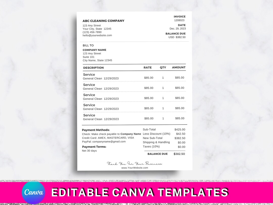 Editable Invoice Template: Small Business Resource (canva Template) - Etsy