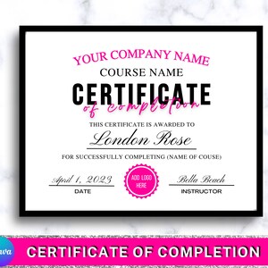 Certificate Of Completion Template, Beauty Course Certificate, Editable Training Certificate, Makeup Artist Certificate, Lash Certificate