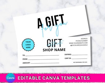 Printable Boutique Gift Certificate Template (Canva Editable)
