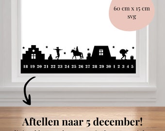 Sinterklaas aftelkalender Statische Raamsticker digitaal bestand SVG