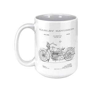 Harley Davidson Mug - Motorcycle Patent, Coffee Mug, Dads Gift, Fathers Day