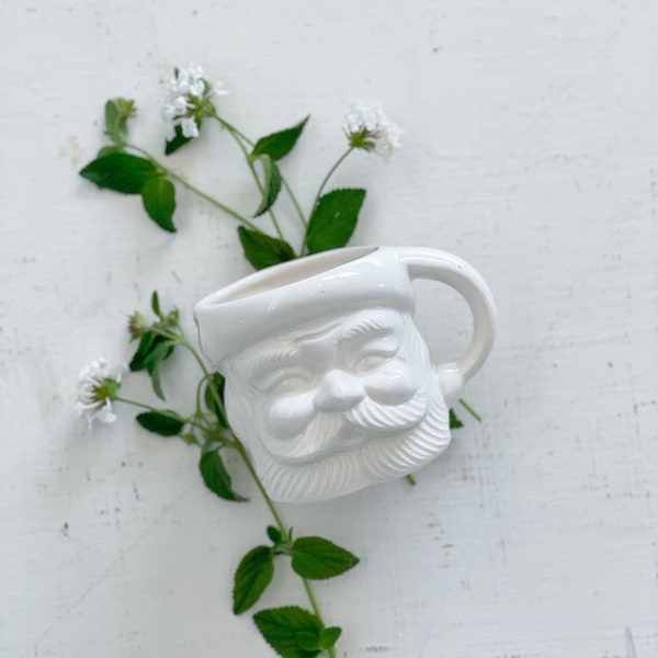 Vintage White Santa Mug