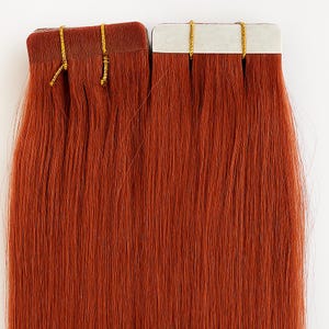 Copper Red #350 Tape-In Hair | Straight | 100% Remy Human Hair | 50g (20 Tapes) | 10"-30" | Heat Safe & Reusable