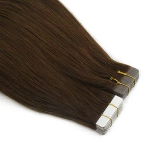 Dark Brown #4 Tape-In Hair Extensions | Straight | 100% Remy Human Hair | 50g (20 Tapes) | 10"-30" | Heat Safe & Reusable
