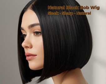 HD-kanten bob: lijmloos remy-haar, natuurlijk zwart (10-14")