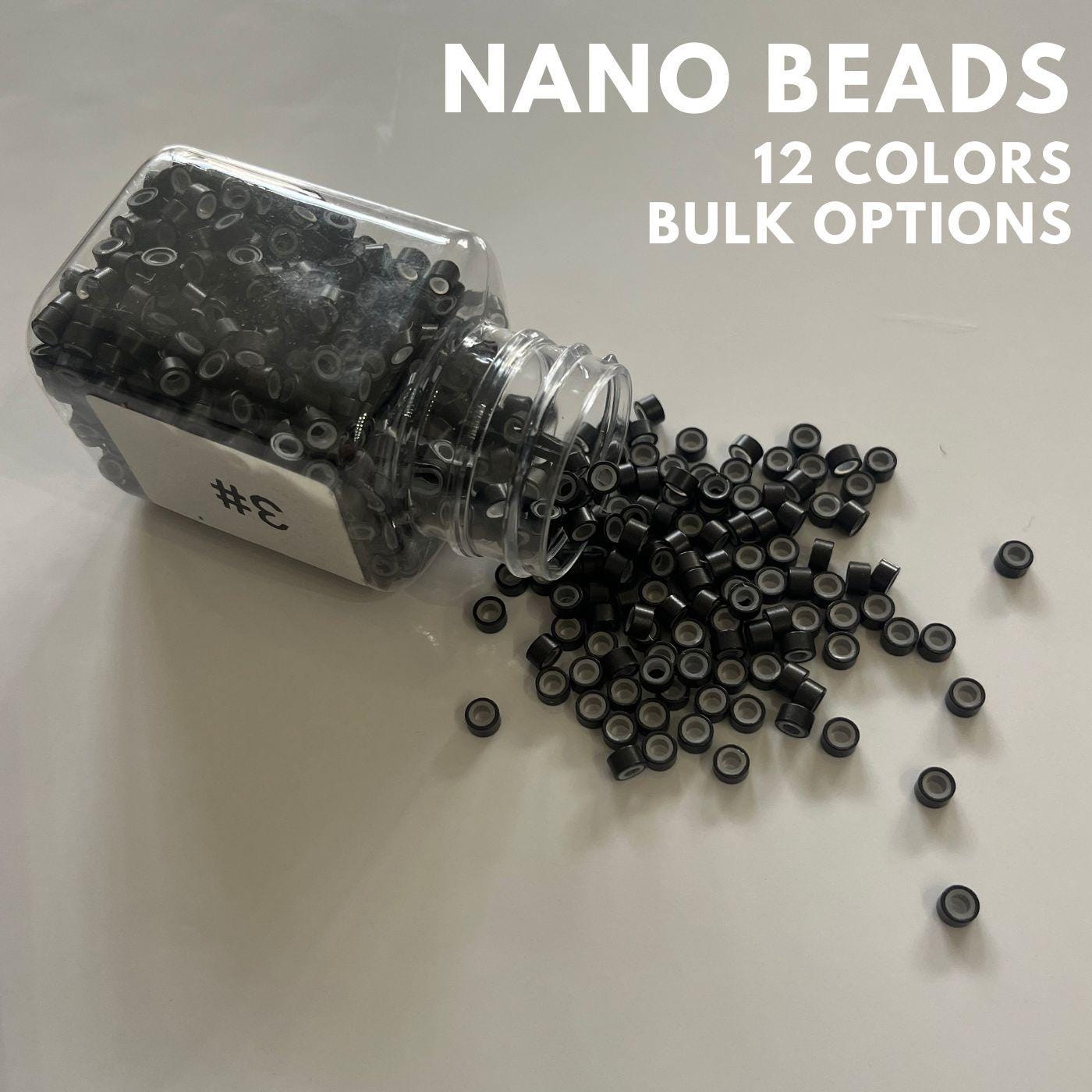 Silicone Lined Nano Beads for I-Tip Hair Extensions (5.0x3.0mm, 12 Colors, 50-1000pcs)