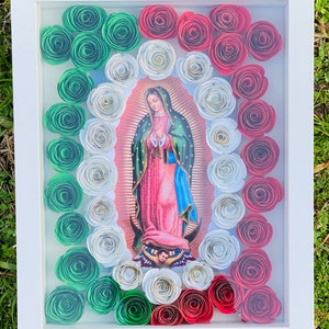 Virgin Mary Shadow Box| Floral Shadow Box| Virgencita Shadow Box