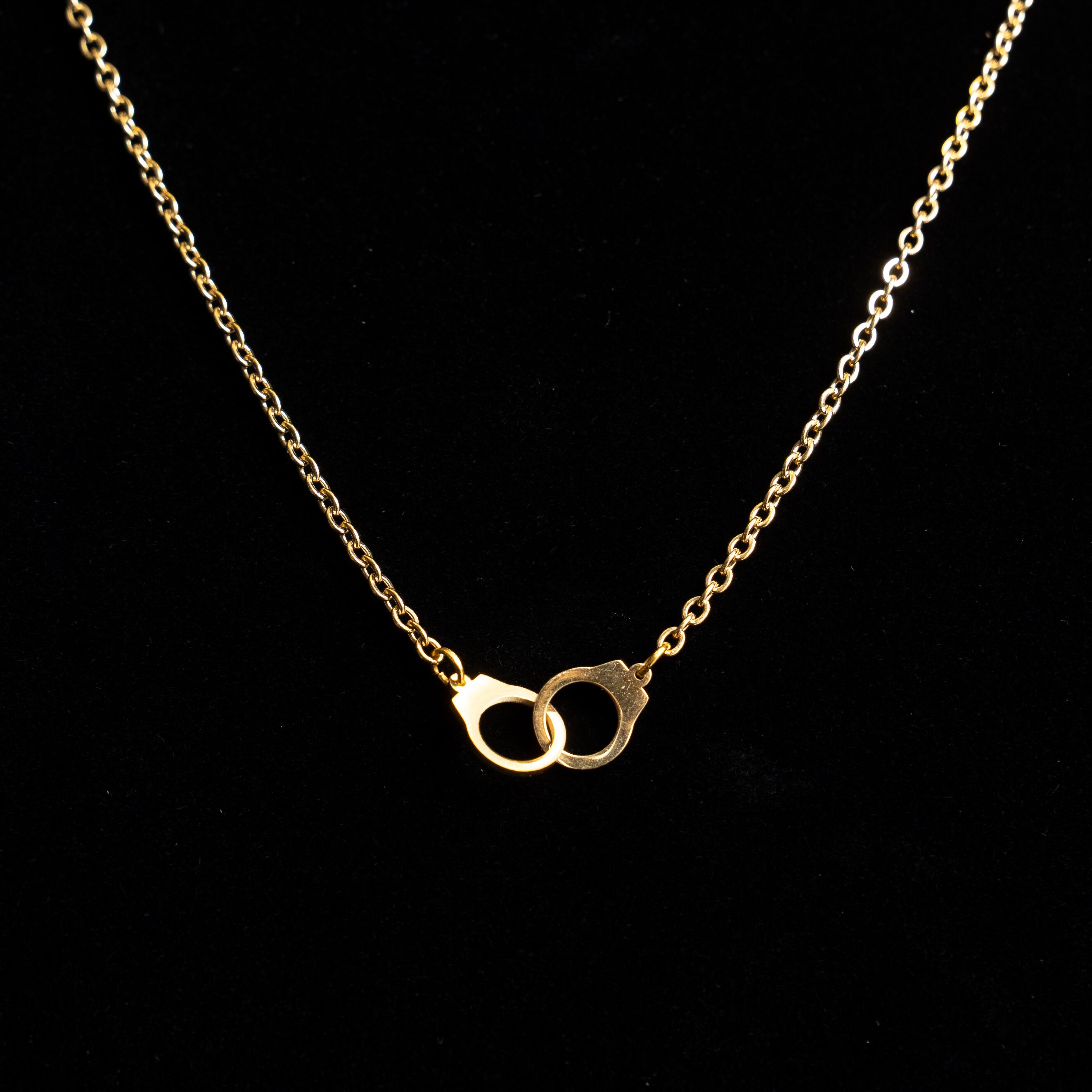 Gold Handcuff Necklace Cute Interlocking Golden Stainless Etsy