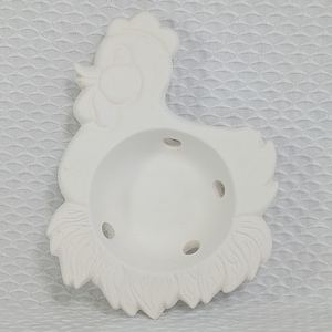 Vintage kycklingfettavrinnare, omålad keramisk bisque keramisk hönaformad fettavrinnare, redo att målas din egen, lantlig köksinredning
