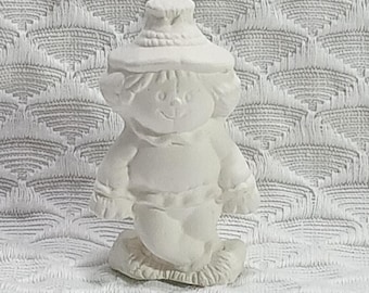 Ceramic Halloween Cute Scarecrow Figurine | Fall Home Decor | Ready To Paint DIY Unpainted | Halloween Crafts | Farmhouse Decor