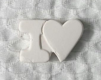 Ceramic "I Heart" Ornament | Ready To Paint DIY Unpainted | Cute Love Decor | Kitchen Valentine Decor | Broach Pin | Fun Kid Craft Supplies