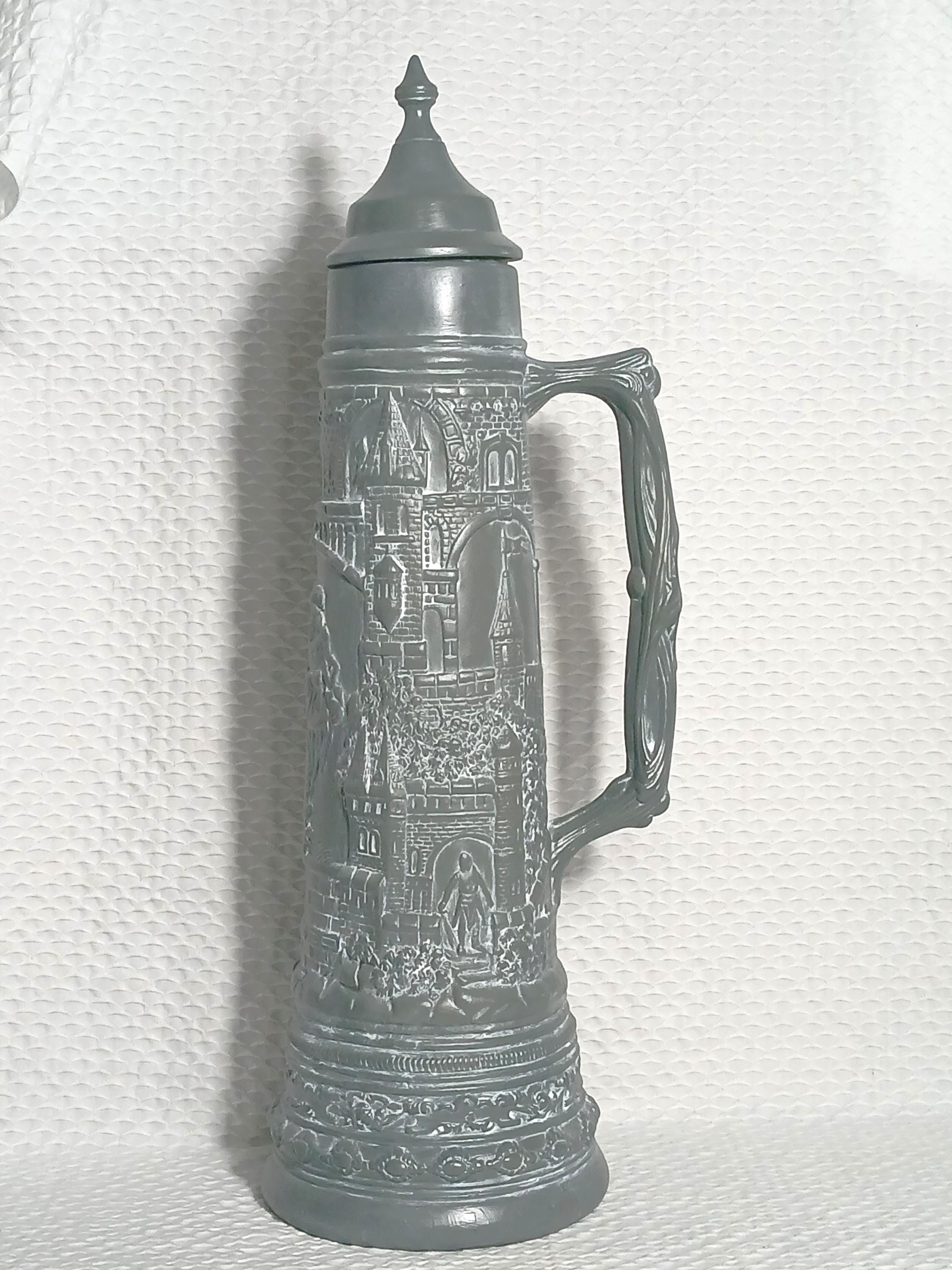 Vintage Antiqued Castle Stein with Lid | Ceramic Bisque Beer Lover Gift for Dad | Housewarming Gift For Men | Fathers Day Gift
