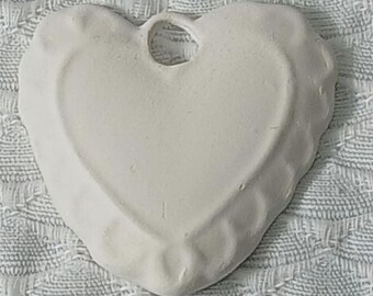 Ceramic Small Heart Ornament | Ready To Paint DIY Unpainted Pottery | Cute Gift Tag | Christmas Tree Decor