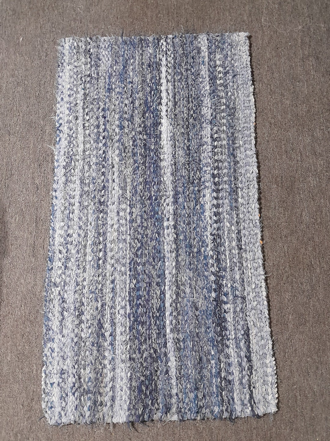 Handwoven Denim Coffee Table Rug | Gift for Mom | Hand Loomed Boho ...