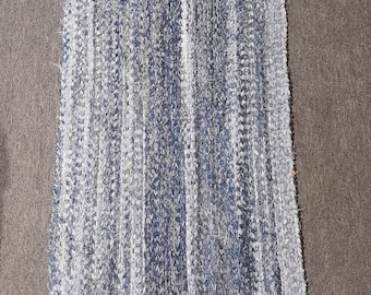 Tapete de mesa de centro em jeans feito à mão | Presente para a mãe | Tapete boho feito à mão para sala de estar | 127 x 66 cm