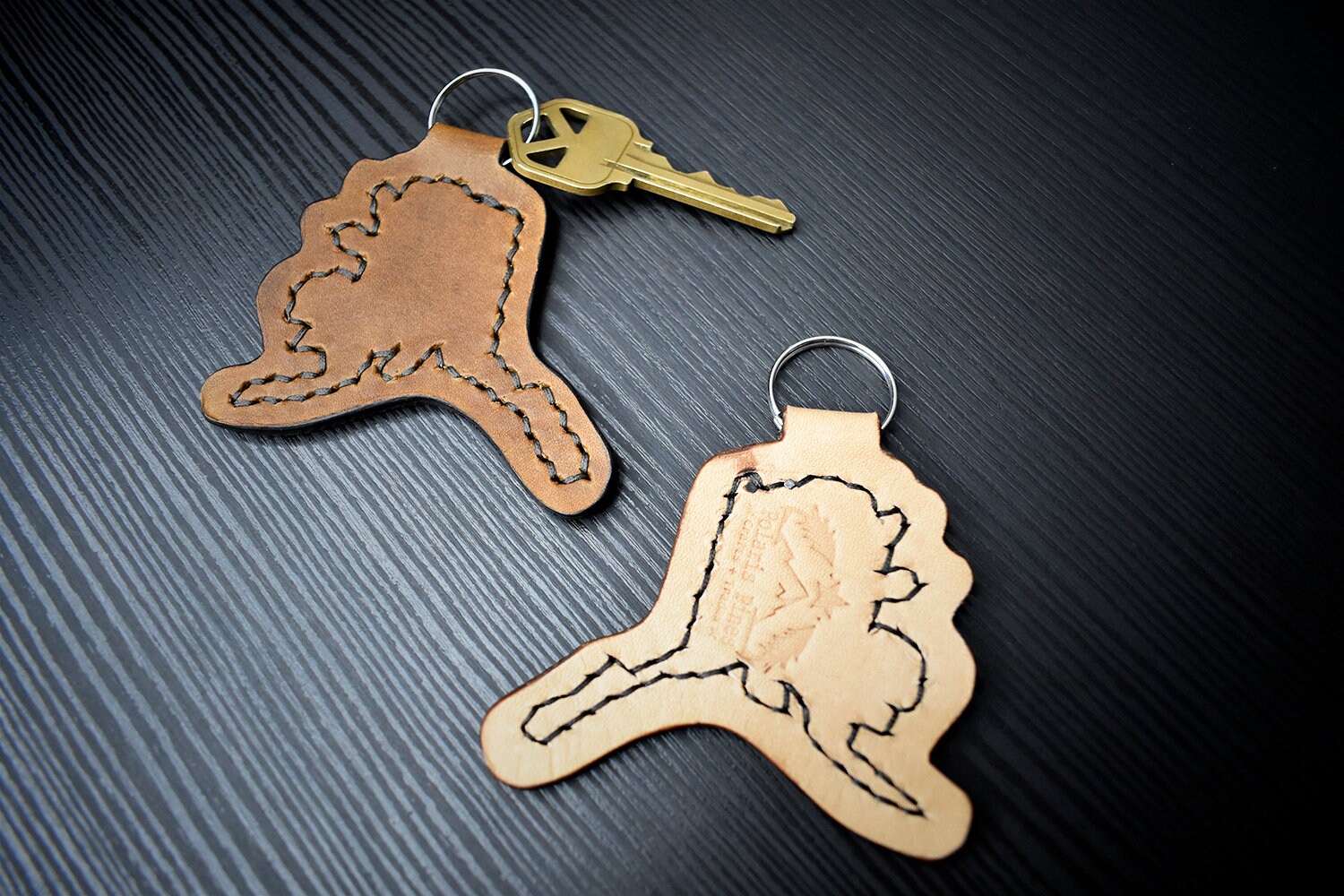 Handmade Leather Alaska Keychain - Etsy