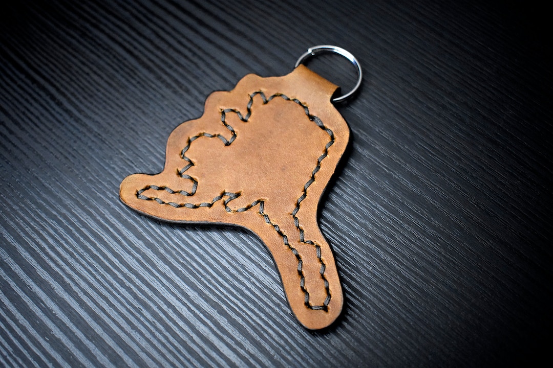 Handmade Leather Alaska Keychain - Etsy