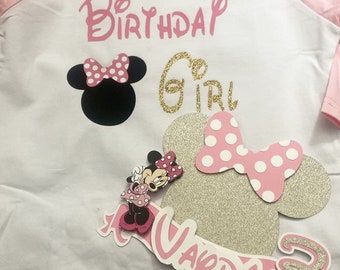 Paquete de camisetas y topper para pasteles de Minnie Mouse