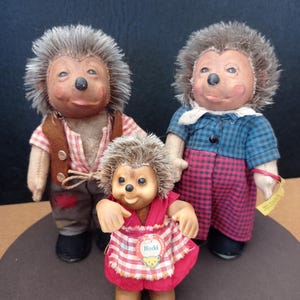 Vintage Steiff original hedgehog family Mecki Micki Mucki 60s made in Germany