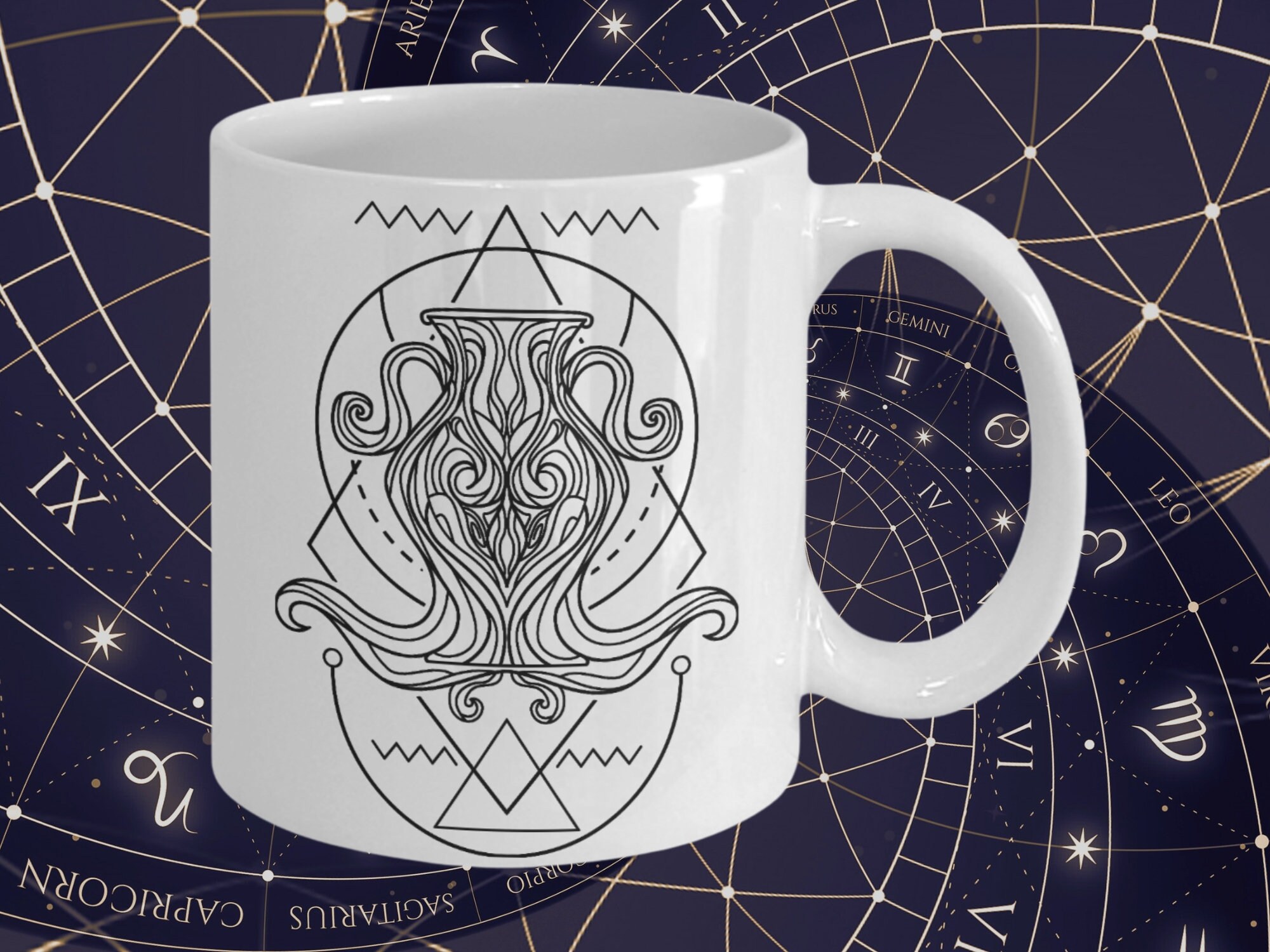 Aquarius Zodiac Sign Mug, Aquarius Coffee Cup, Zodiac Astrology Sign Cup, Aquarius Mug
