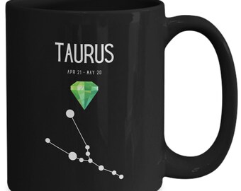 Taurus, Zodiac Sign Gift, Taurus Birth Stone, Taurus Star Sign, Emerald Birth Stone Mug