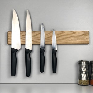 Magnetic Chestnut Wood Knife Holder, Knife Holder, Wall mounted magnetic knife holder, Wooden holder for knives and utensils Kitchen Product