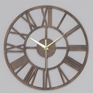 Wooden Roman Numeral Wall Clock, Modern Decorative Clock, Silent Mechanism, Perfect for Home and Office