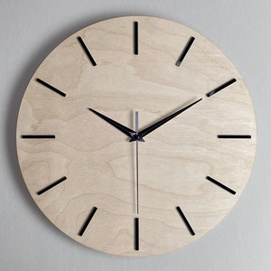Modern Minimalist Wooden Wall Clock, 37 cm Round Design, Stylish Natural Wood Decor, Silent Quartz Mechanism, Home Office Wall Art