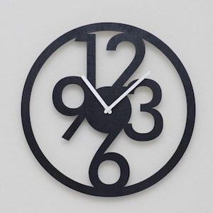 Minimalist Black Wooden Wall Clock, Modern Number Design, Elegant Decorative Clock for Home and Office, 37 cm Large Wall Art Clock
