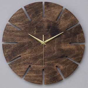Wooden Round Wall Clock, Minimalist Modern Design, Silent Mechanism, Decorative Clock for Home and Office