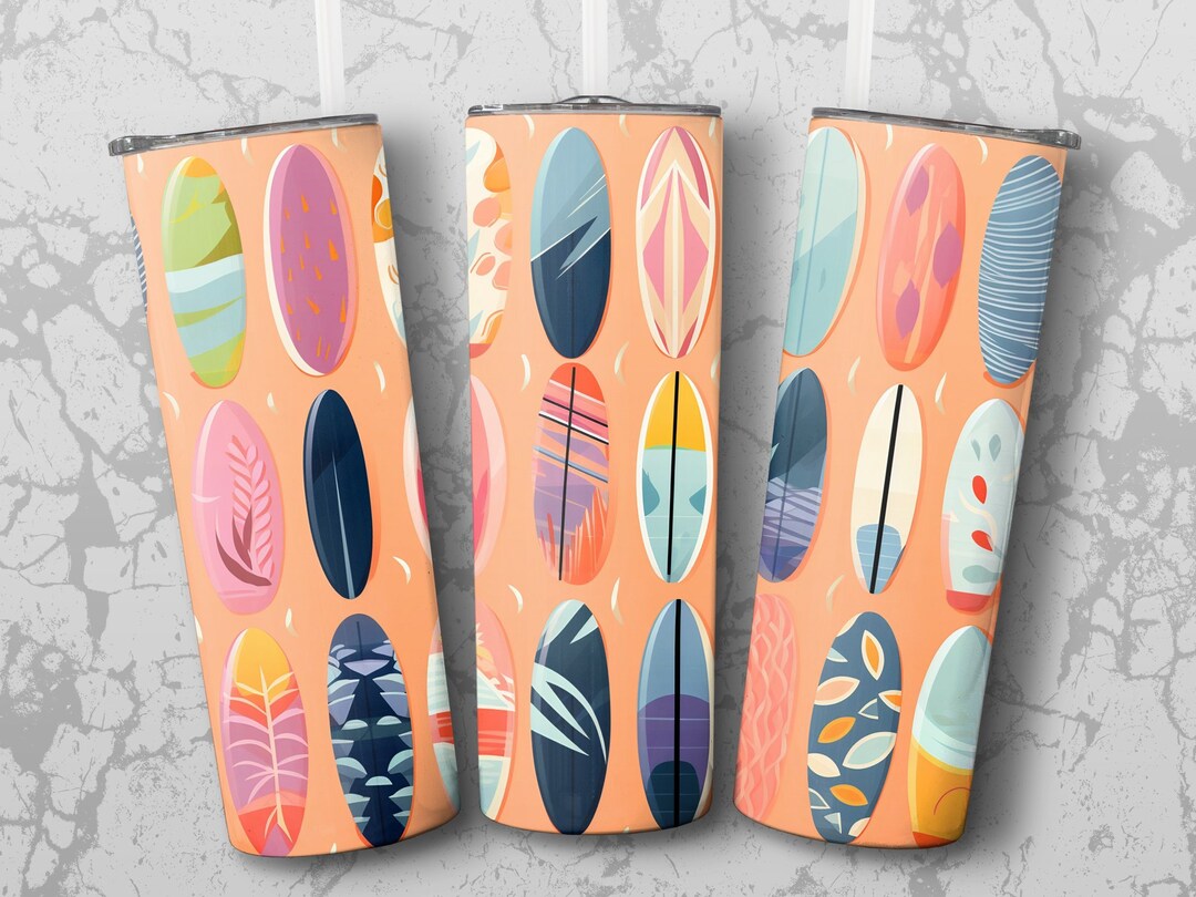 Retro Pastel Surfboards 20 Oz Skinny Tumbler Sublimation Etsy