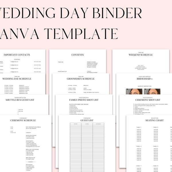 The Ultimate Wedding Day Binder Canva Template (old version)