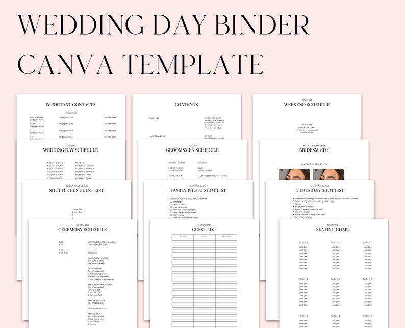 The Ultimate Wedding Day Binder Canva Template old Version Etsy UK The Ultimate Wedding Day Binder Canva Template old Version Etsy UK