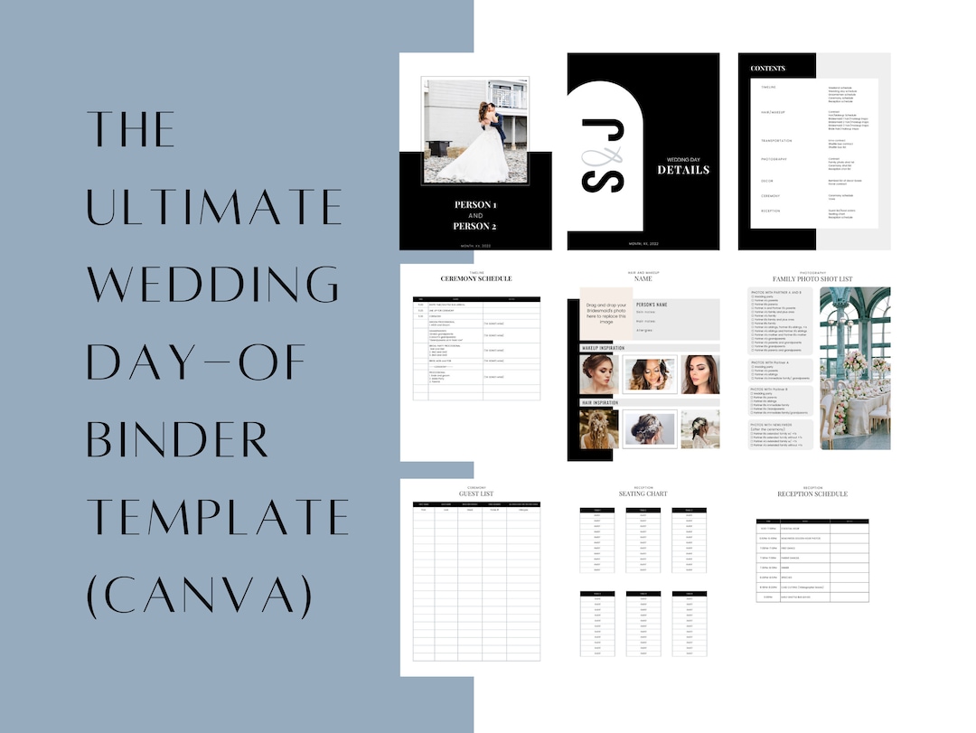 The Ultimate Wedding Day Binder Canva Template Etsy
