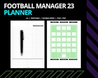 Planificateur FM26 | Agenda numérique Football Manager 2026 | Transferts Squad Tactics | Imprimable et numérique | Compatible GoodNotes