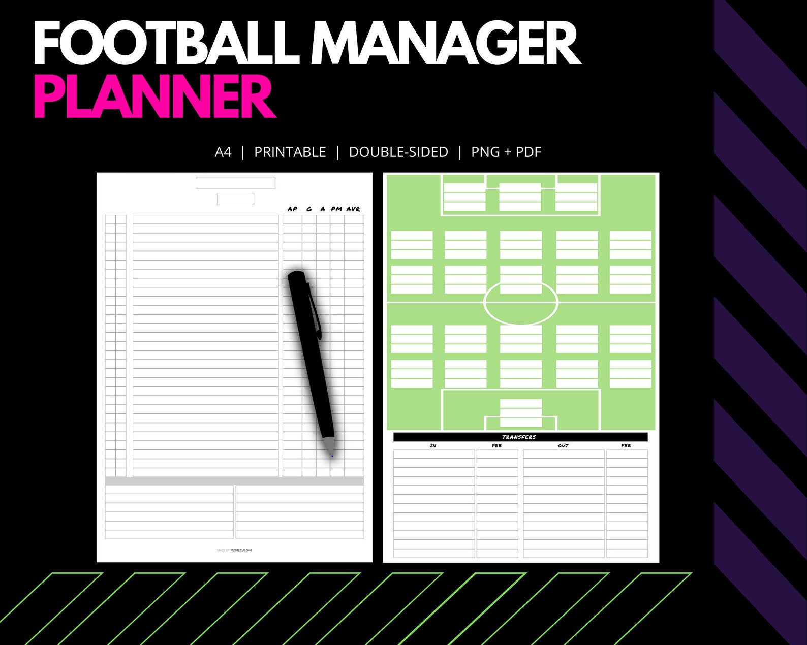Football Manager Game Planner Printable/digital EN/PT Etsy UK