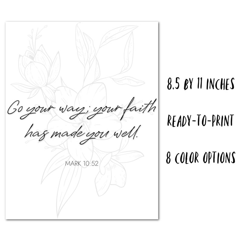 Mark 10:52 | Ready to Print Art | Minimalist Christian | 8 Bible Verse ...